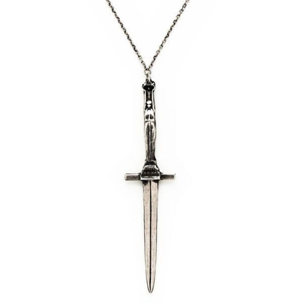 Silver dagger pendant necklace